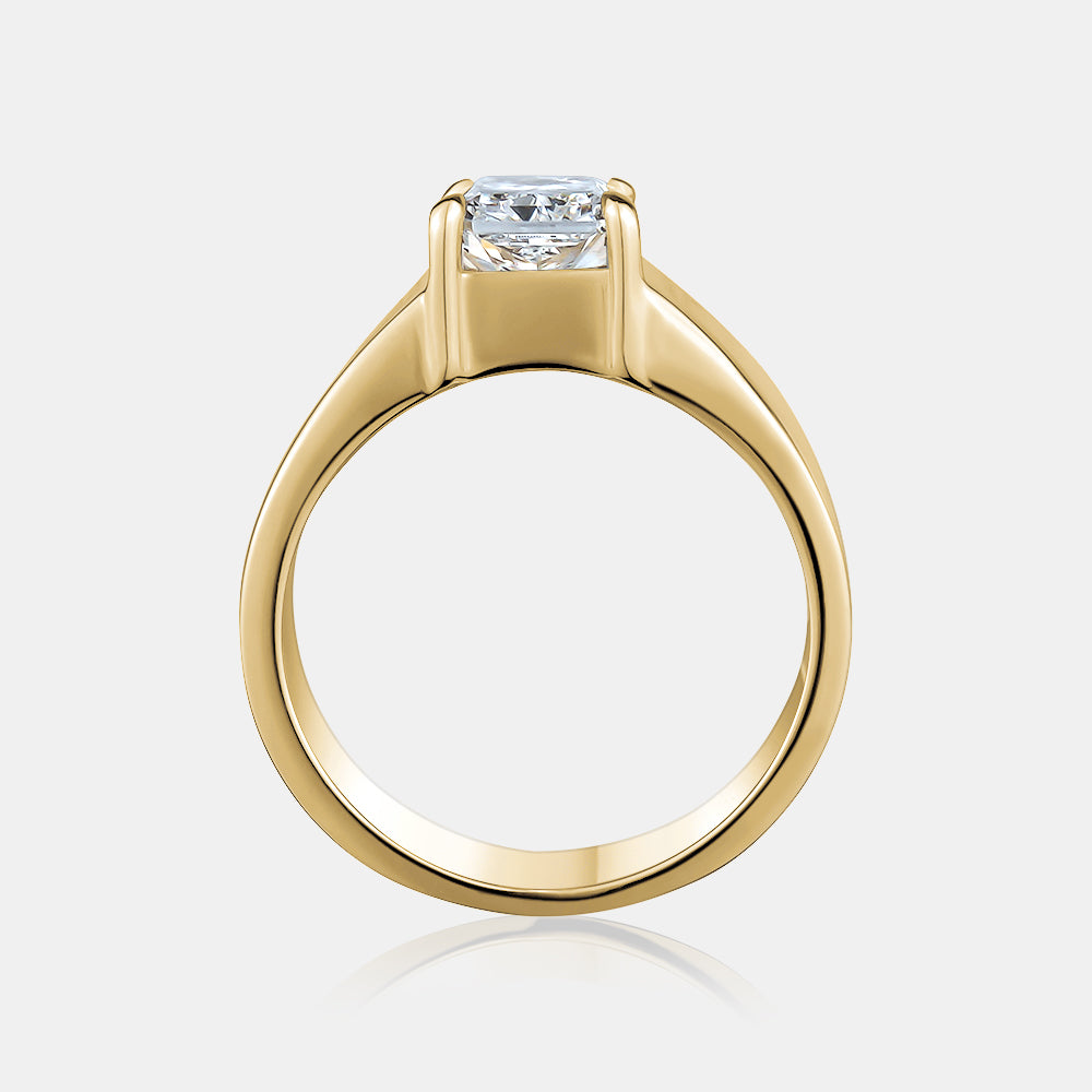 Bague de fiançailles 2ct Radiant Cut Lab Grown Cigar Band