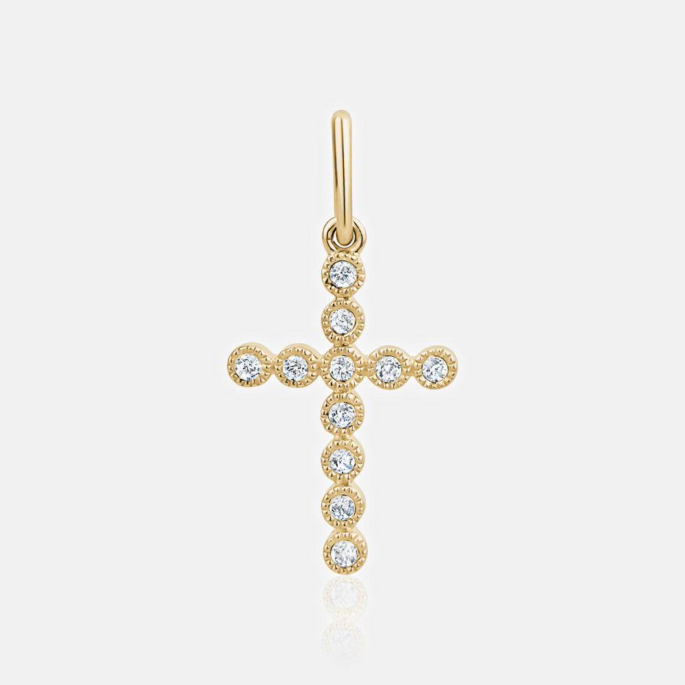 Mini Diamond Bezel Cross Necklace