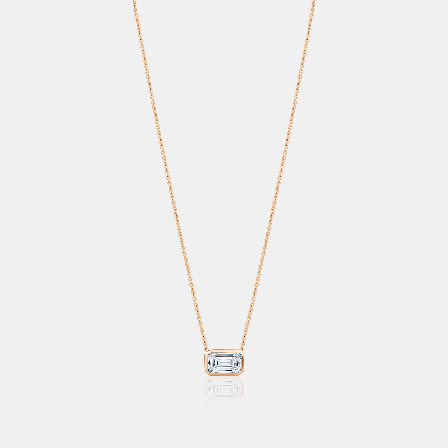 Lab Grown Diamond Bezel Emerald Necklace