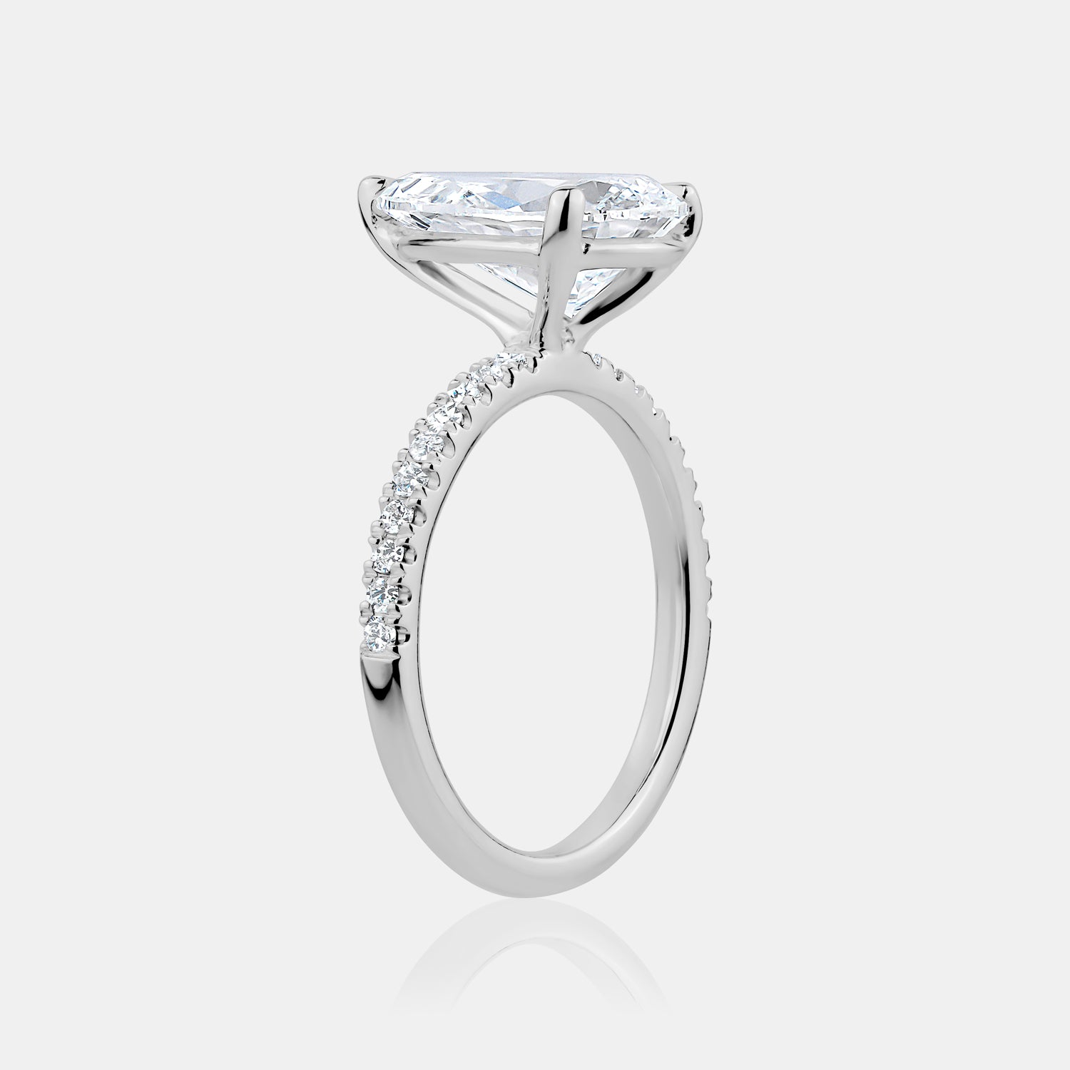 3ct Pear Shape with Pavé band Lab Diamond Ring