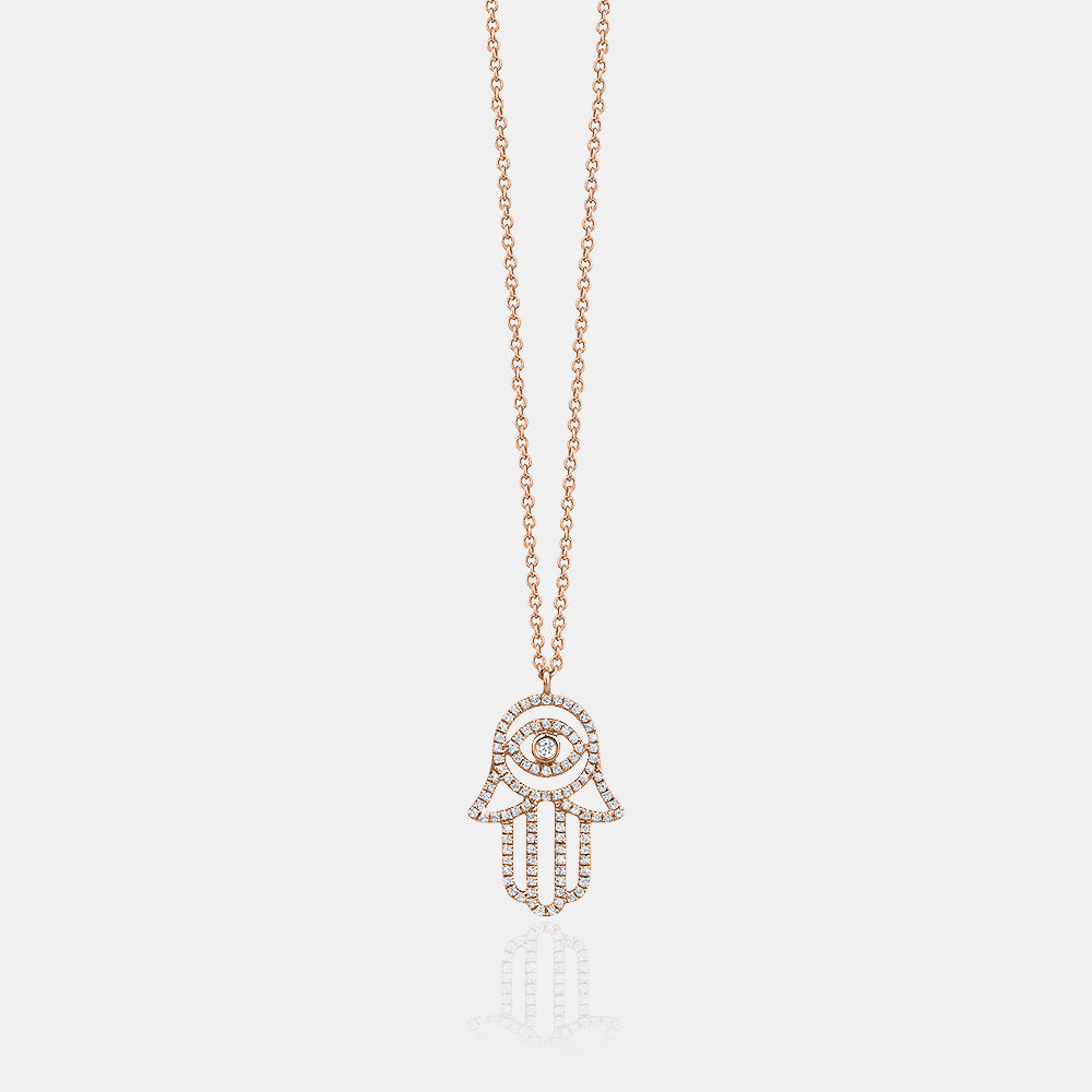 Collier Hamsa en diamant