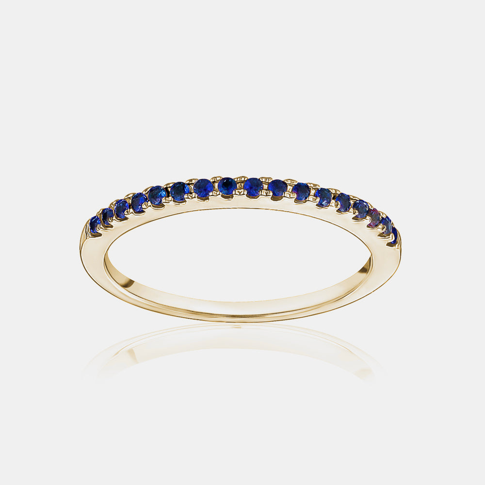 Bague Saphir Bleu Pavé Empilable