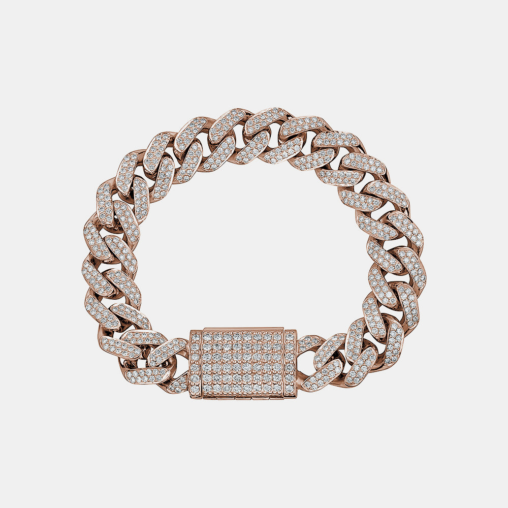 bracelet à maillons cubains Miami avec diamants et fermeture en boîte