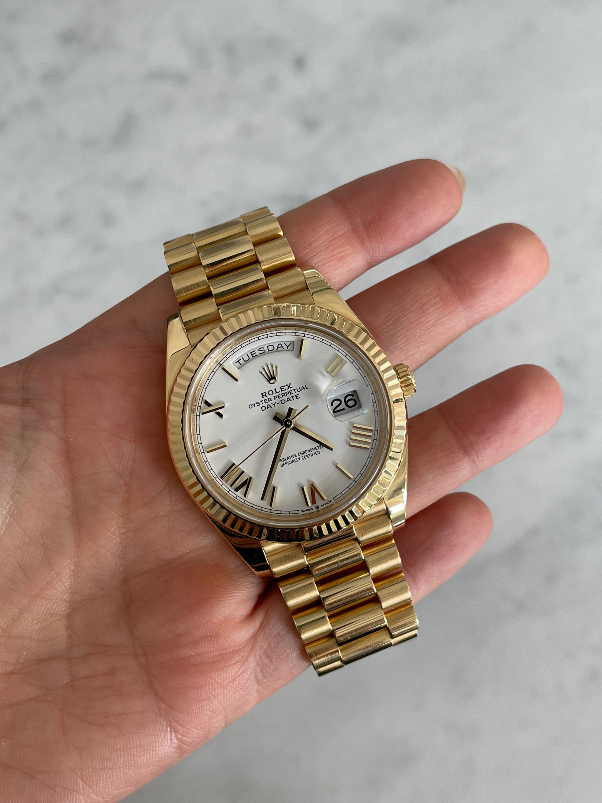 Rolex Day-Date Yellow Gold White Face 228238 - Main Image