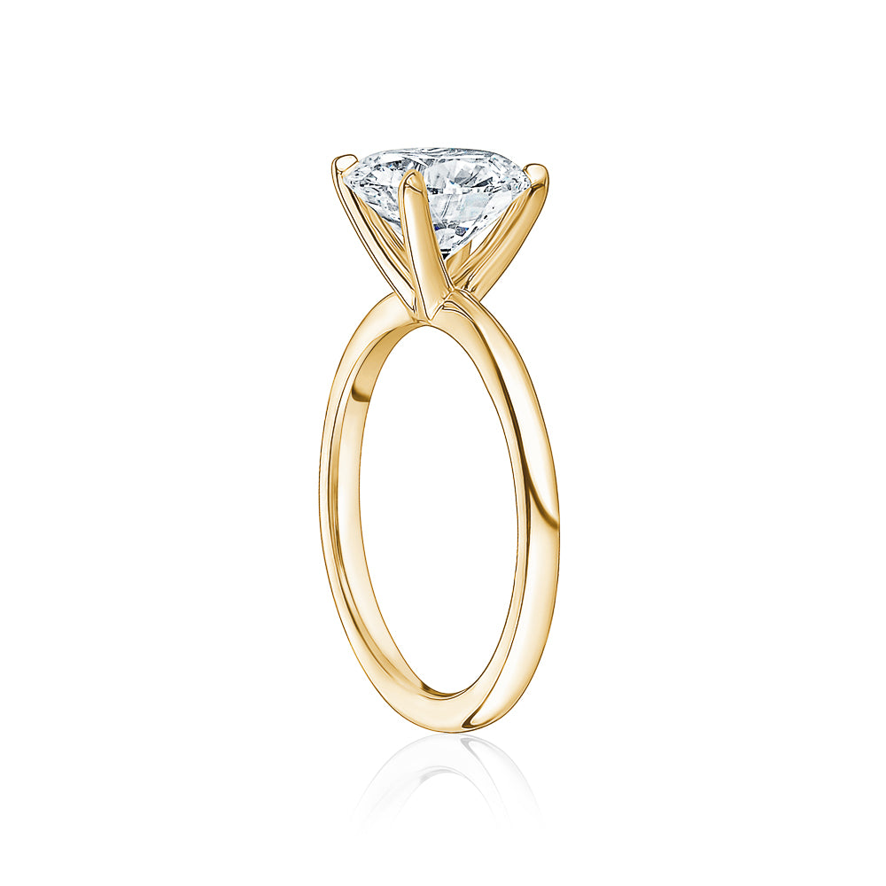 Classic Solitaire Ring with Yellow Gold Band