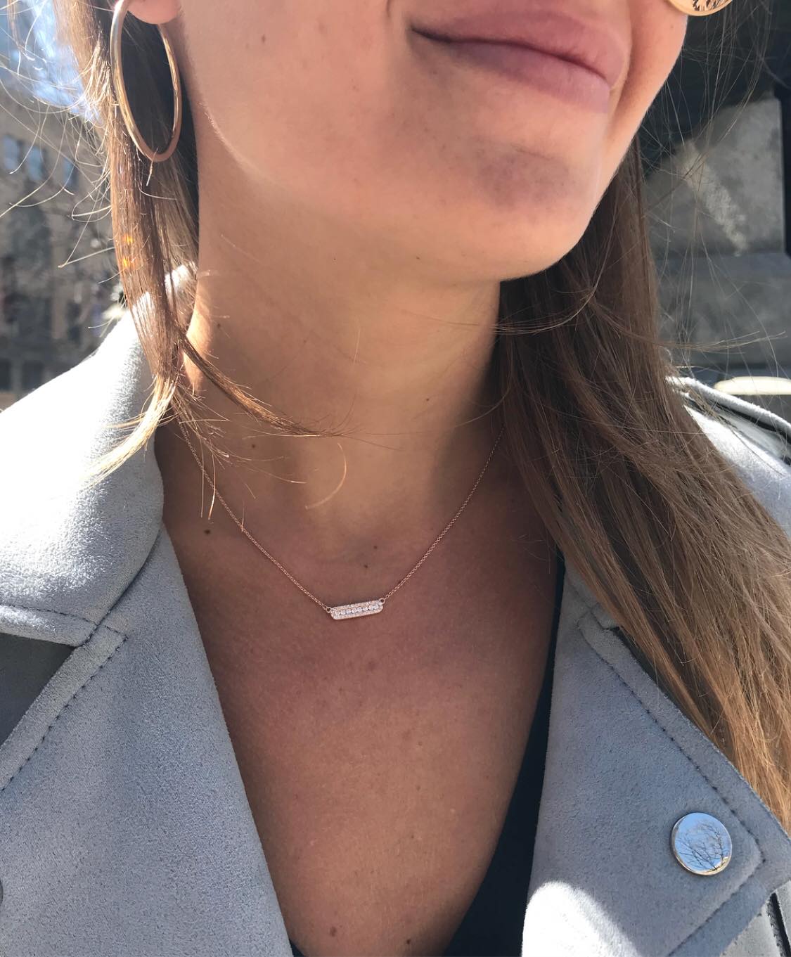 Diamond Halo Bar Necklace