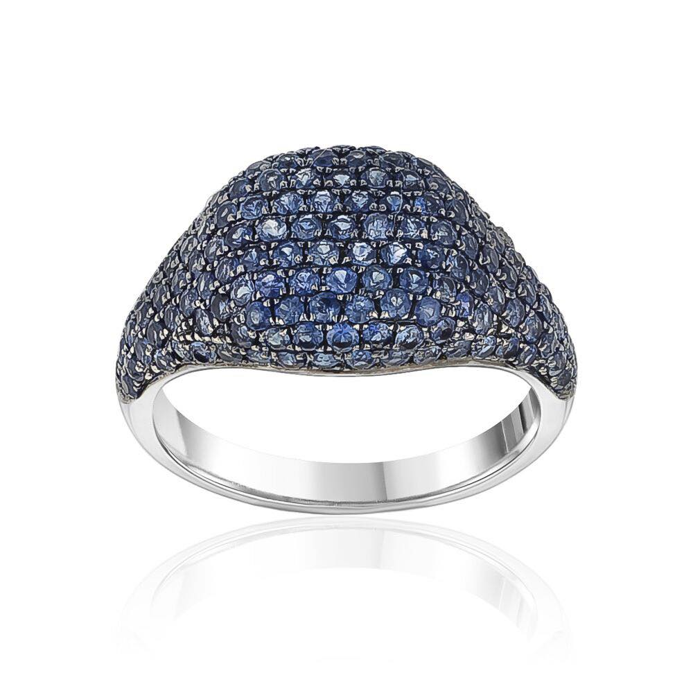 Pav Sapphire Signet Ring