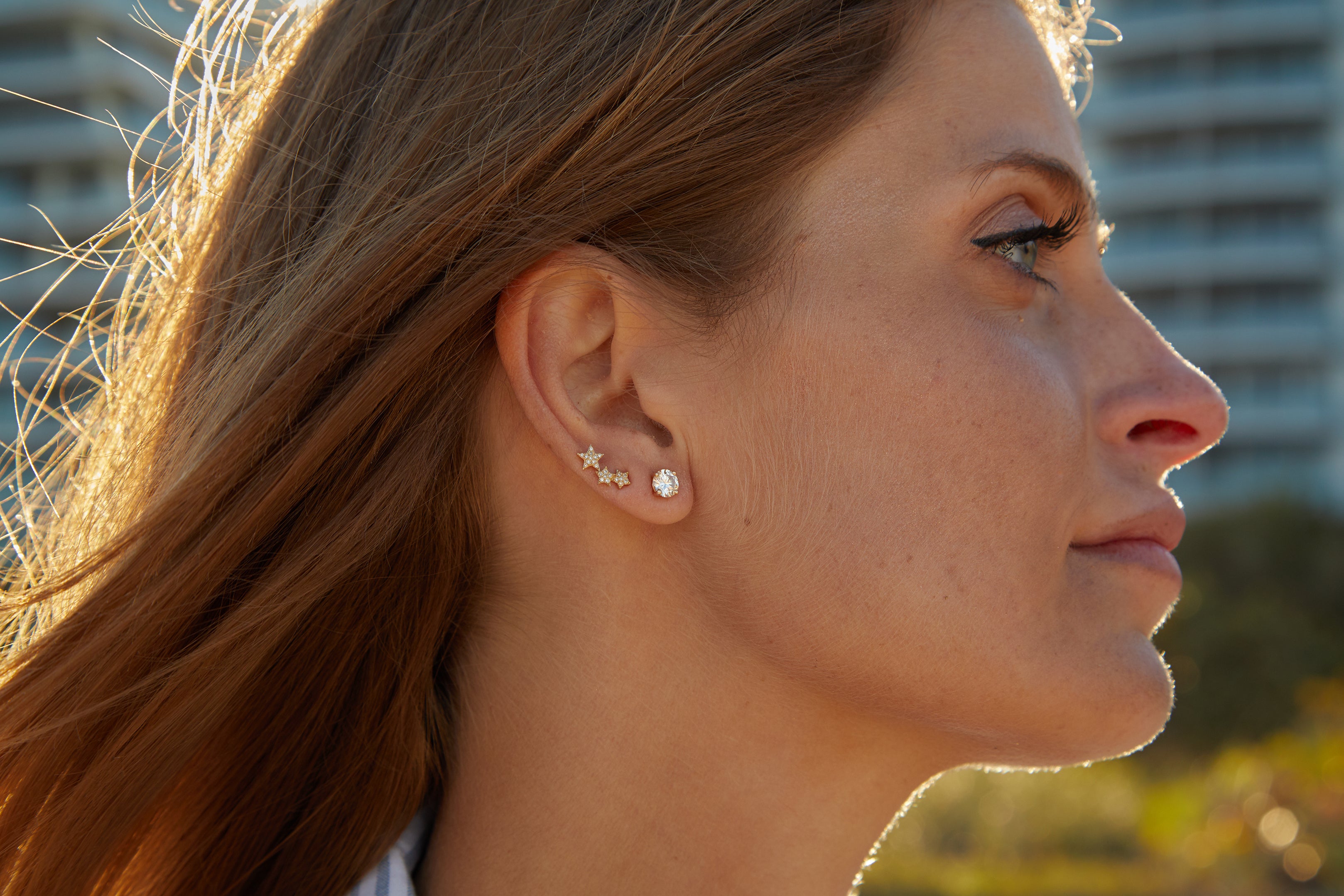 Boucles d'Oreilles d'Étoile en Diamant