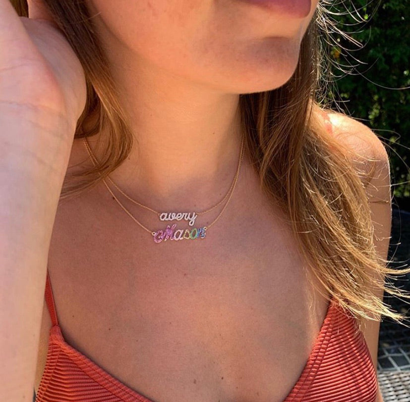 Rainbow Custom Cursive Name Necklace