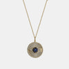 Collier à diamants et saphirs bleus en forme d'œil maléfique cannelé