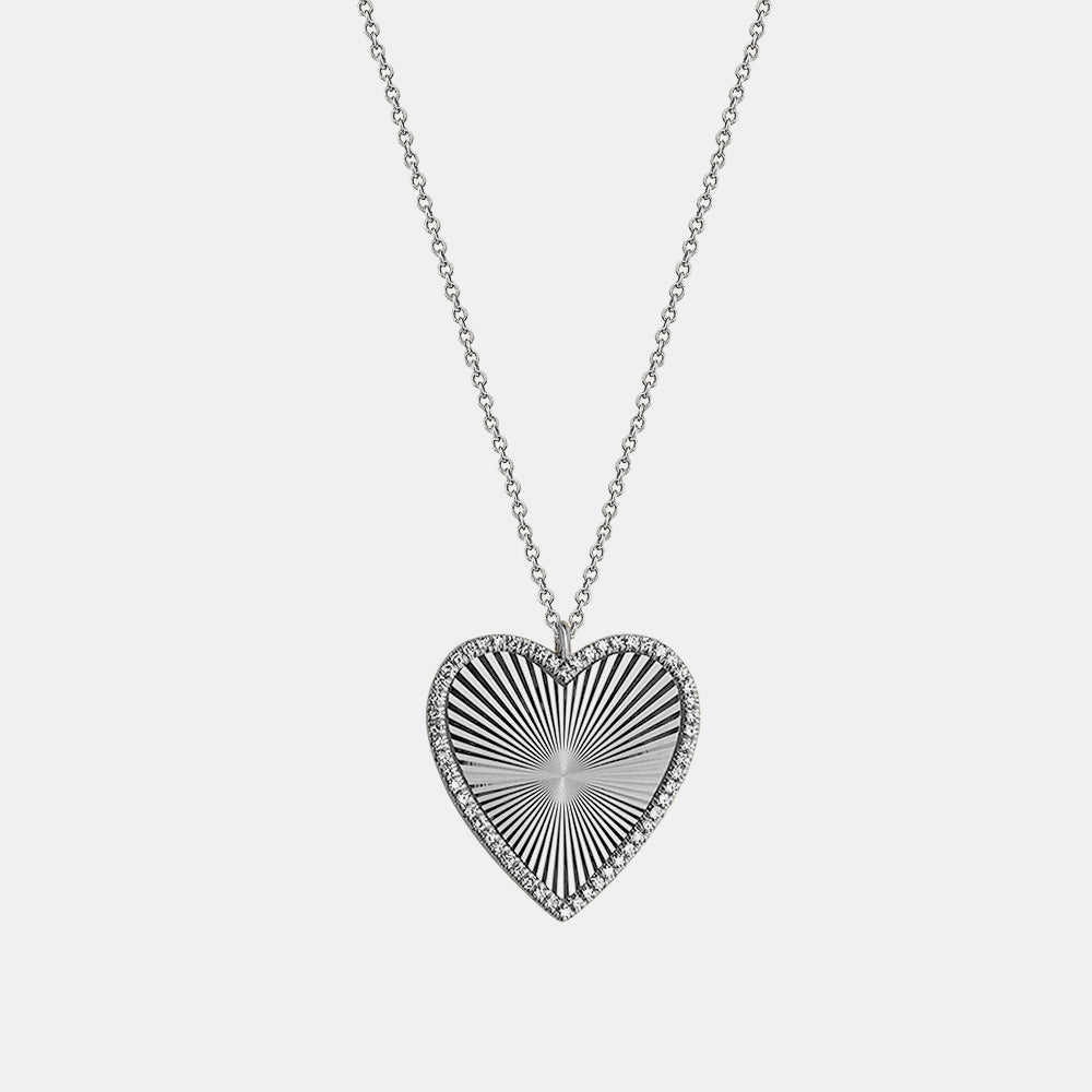 Diamond Fluted Heart Necklace