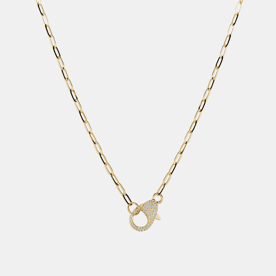 Collier de homard en diamant avec chaîne en forme de trombone