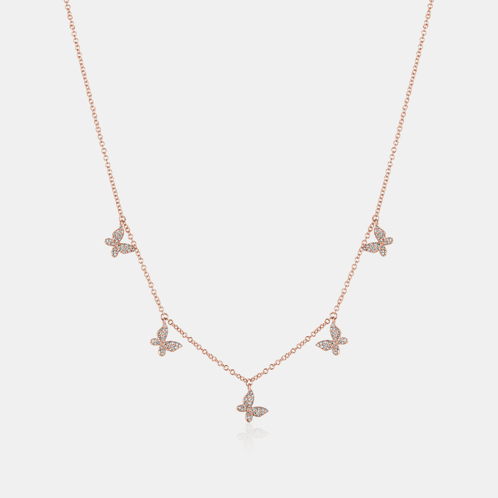 Dangling Diamond Butterfly Necklace