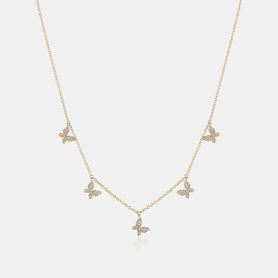 Collier papillon à diamants pendants