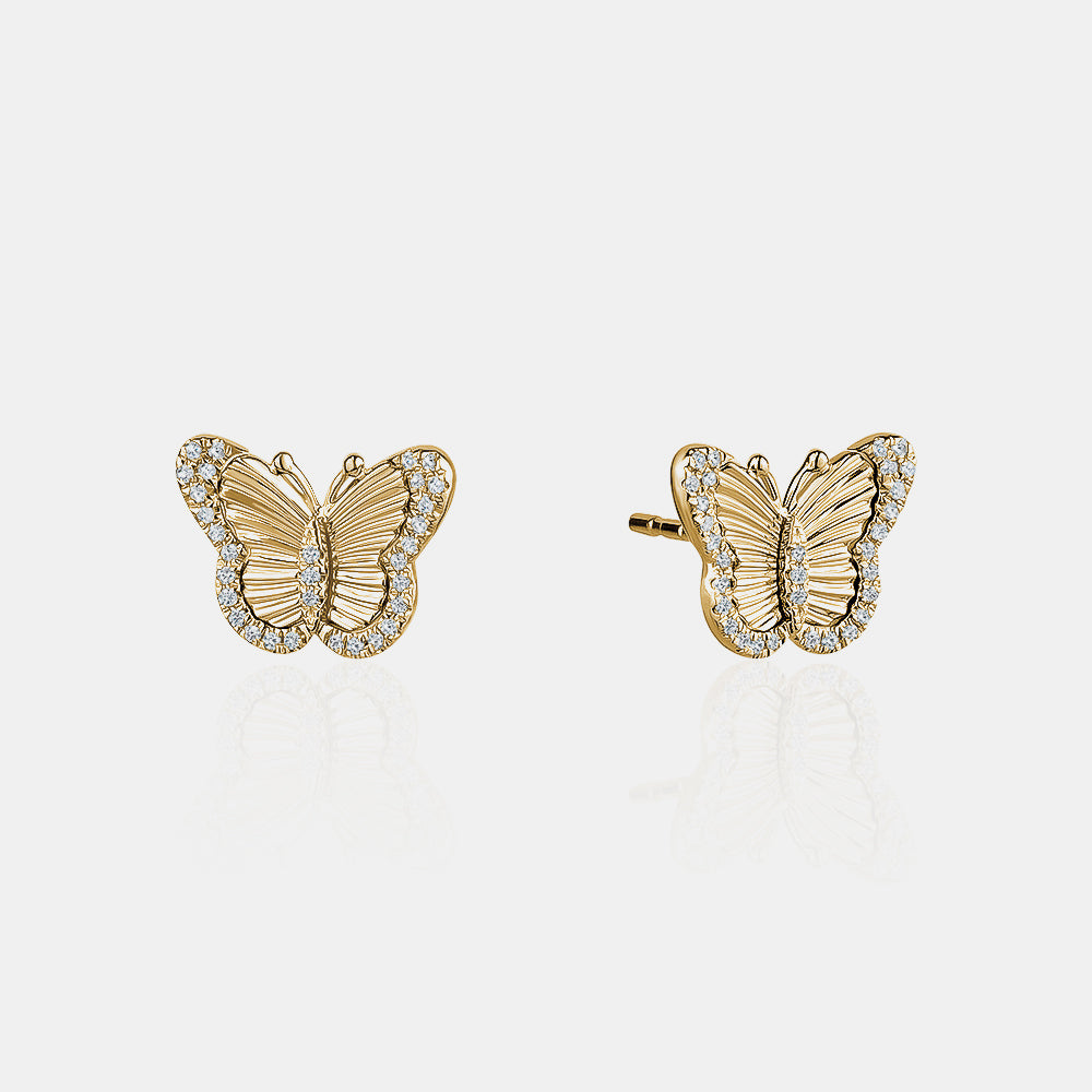 Diamond Fluted Butterfly Studs