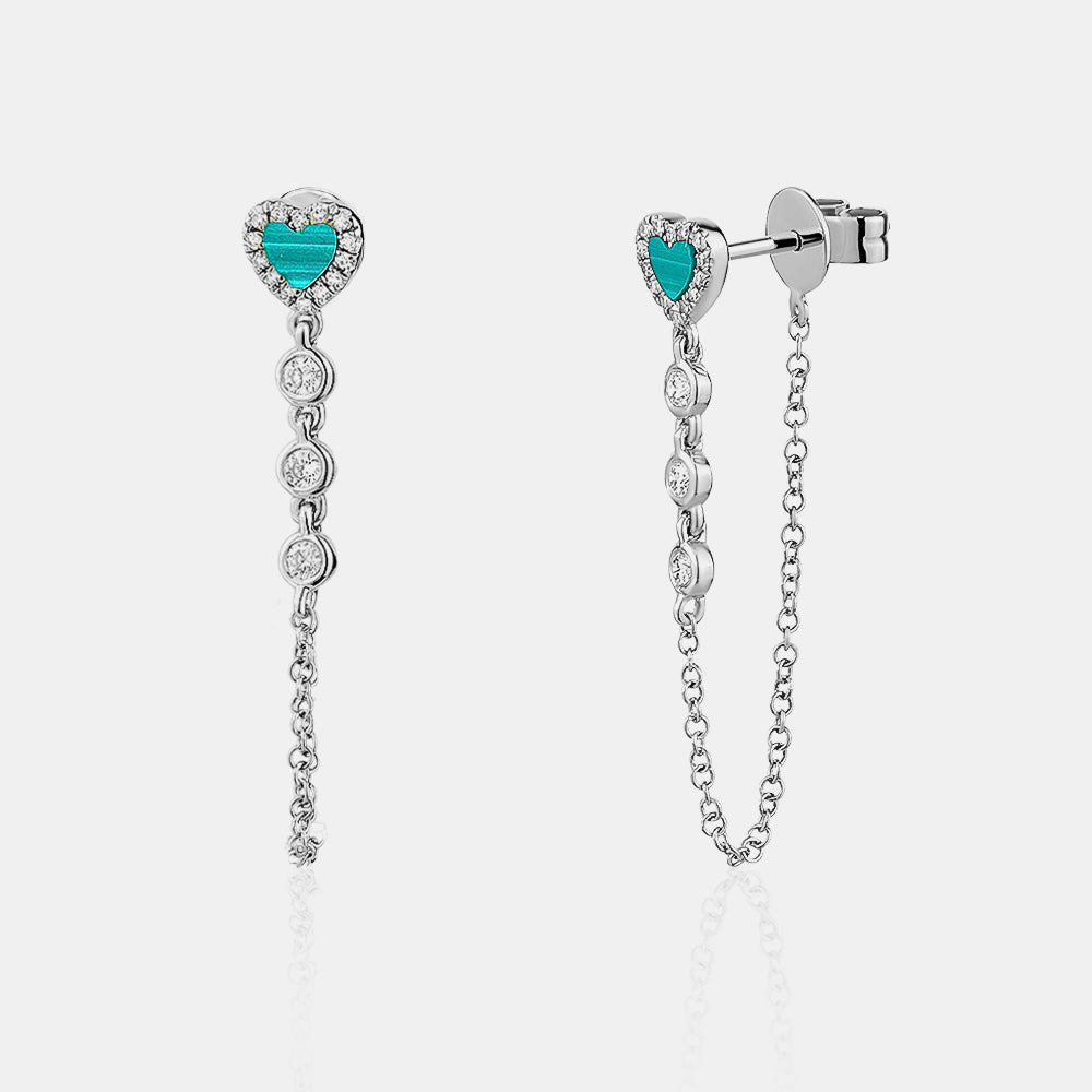 Turquoise Heart Chain Earring