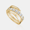 Bague à griffes baguette en diamant