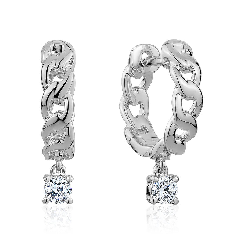 Braided Mini Huggie with Diamond