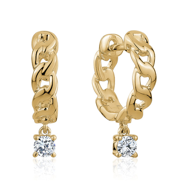 Braided Mini Huggie with Diamond