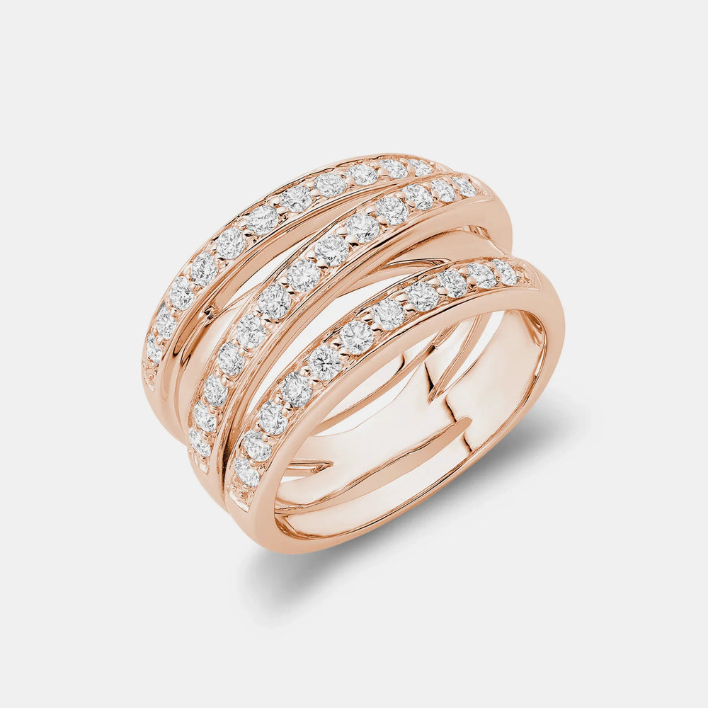 Three Strand Diamond Ring - 14K Rose Gold