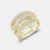 Bague à trois rangs de diamants