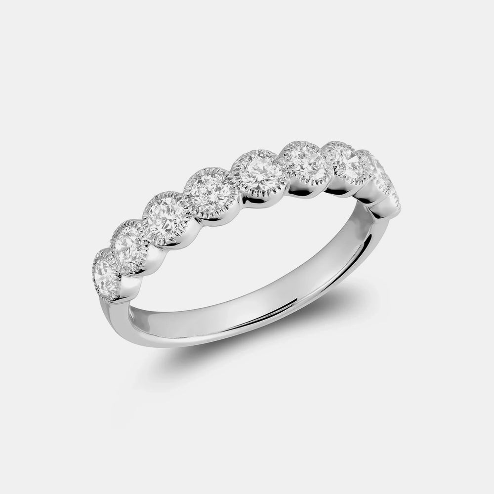 Semi Bezel Set Diamond Eternity Band - 14K White Gold