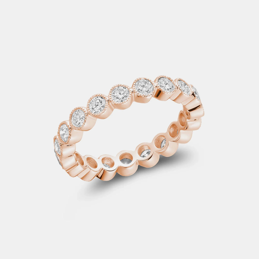 Bezel Set Diamond Eternity Band - 14K Rose Gold