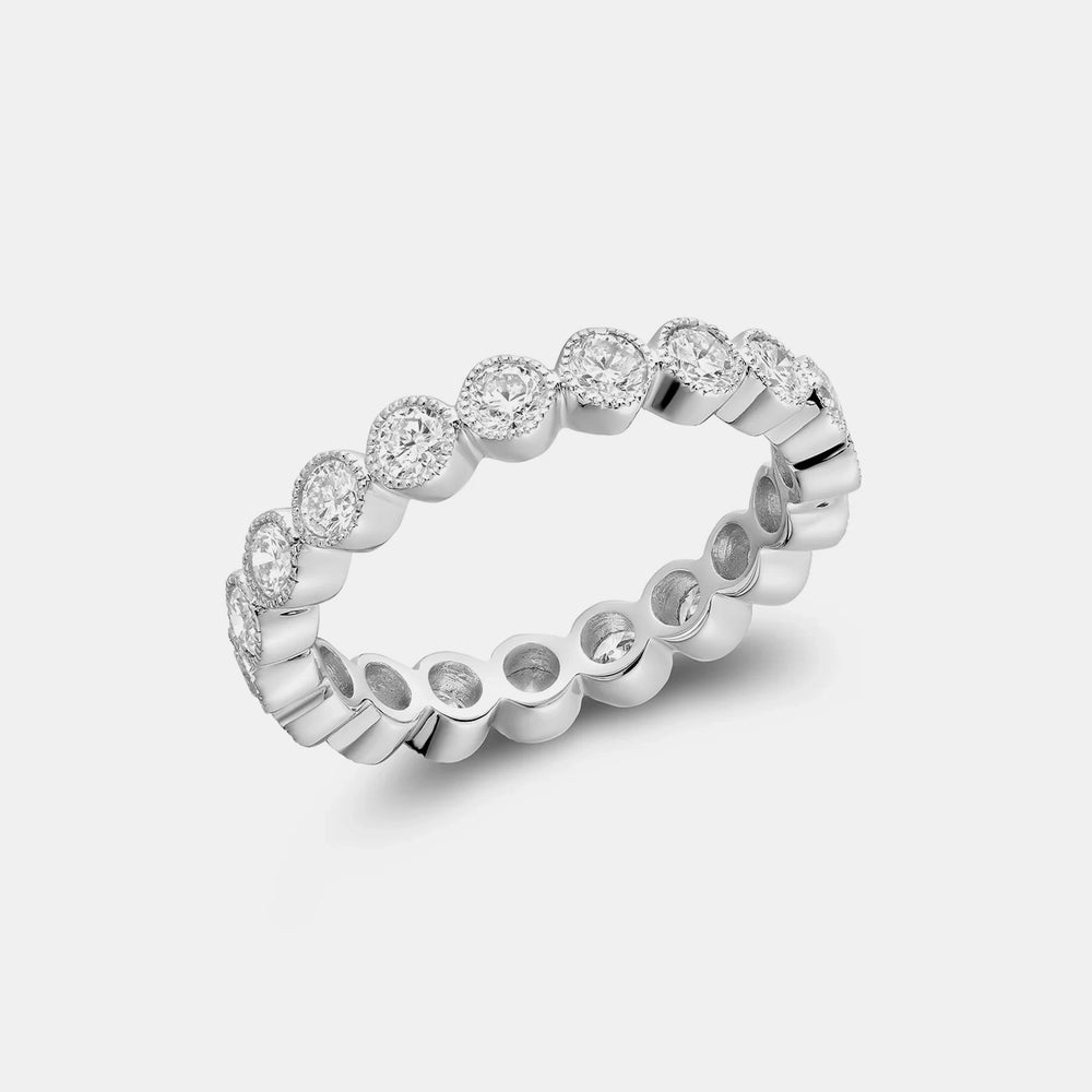Bezel Set Diamond Eternity Band - 14K White Gold