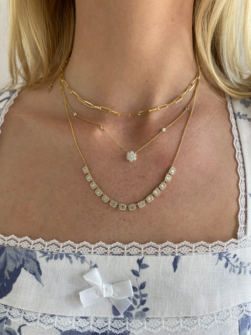 Diamond Multiple Baguette Necklace