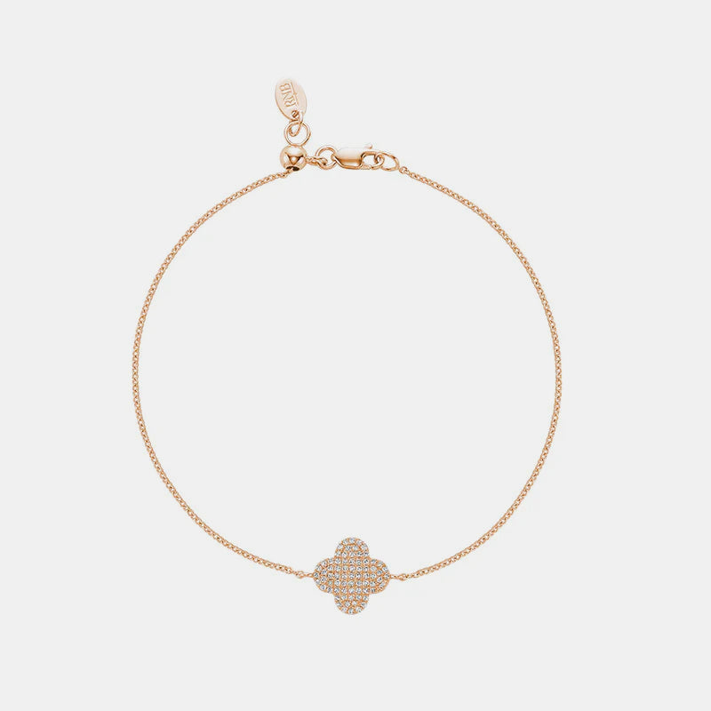 Diamond Clover Bracelet - 14K Rose Gold