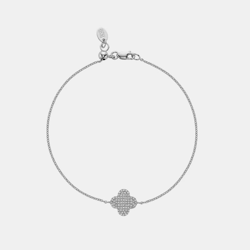 Diamond Clover Bracelet - 14K White Gold