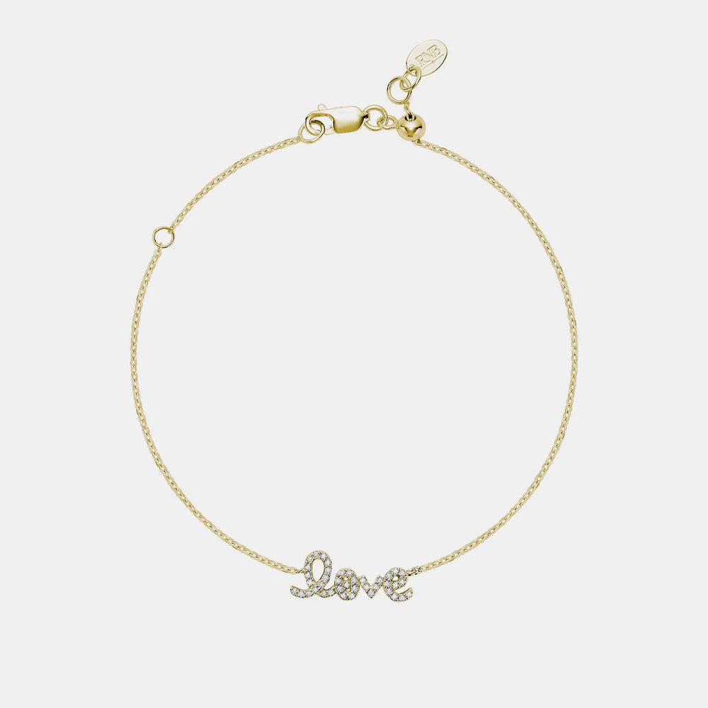 Mini Diamond Love Bracelet - 14K Yellow Gold