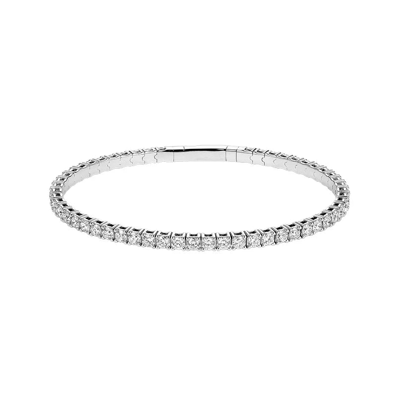 Lab Grown Full Flex Bangle - 14K White Gold