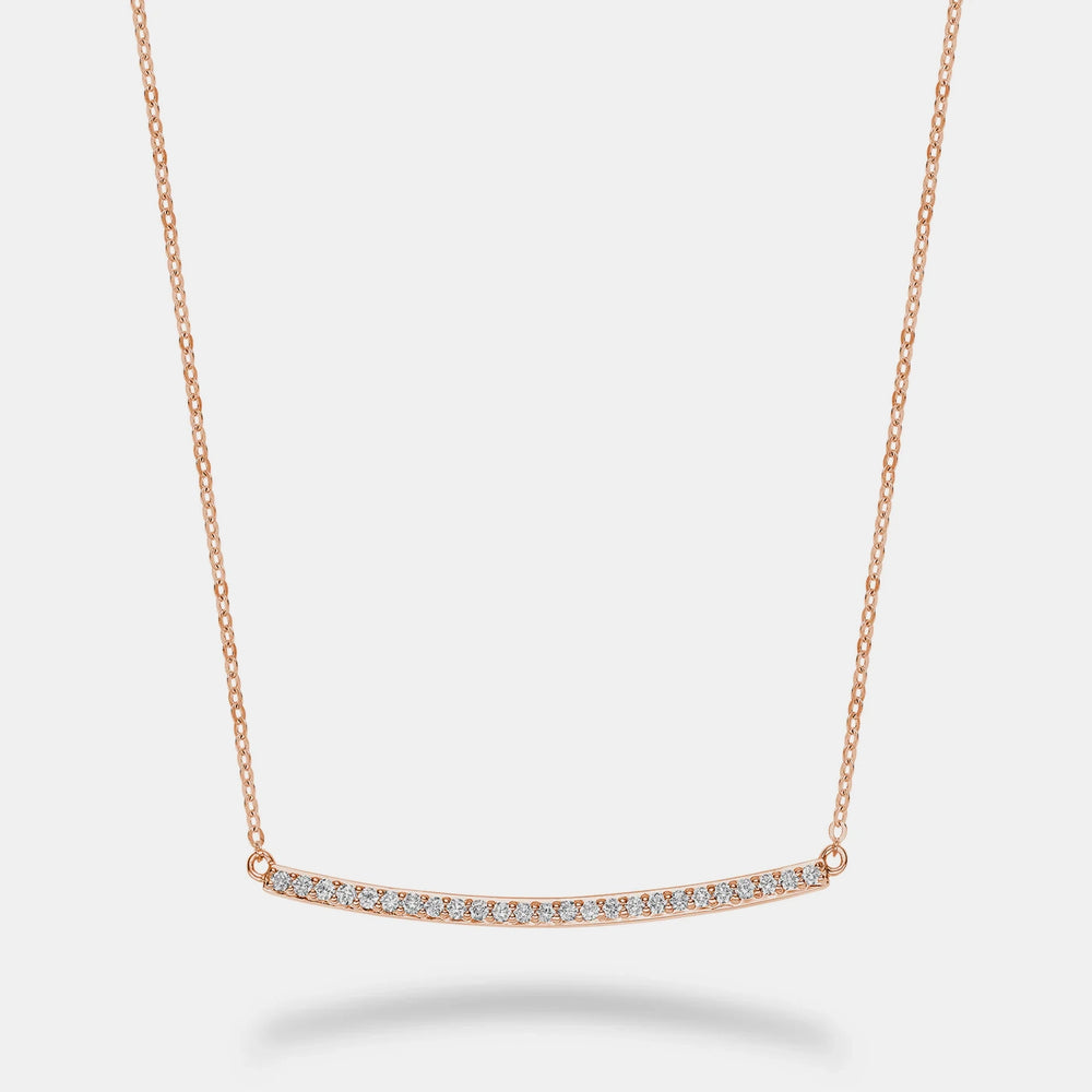 Diamond Bar Necklace - 14K Rose Gold