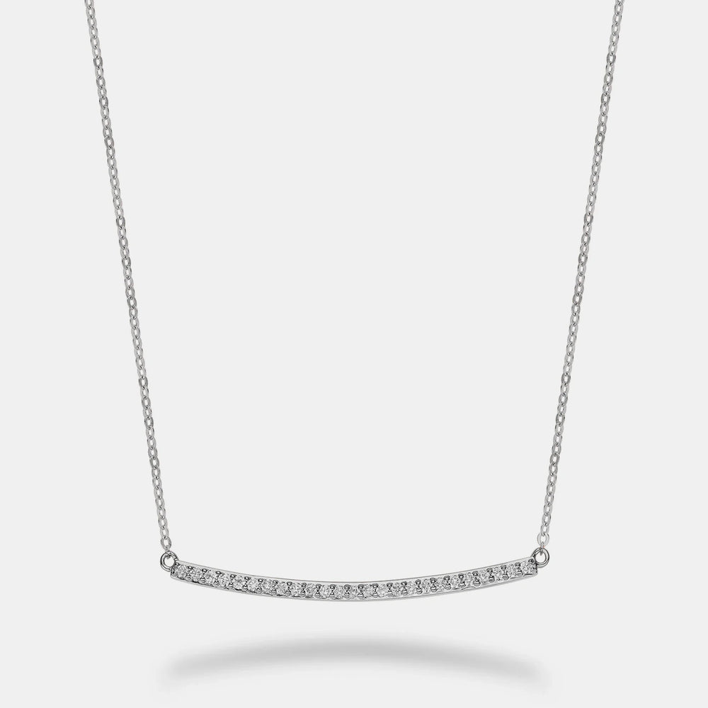 Diamond Bar Necklace - 14K White Gold