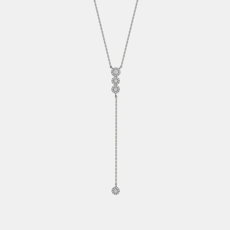 Graduated Diamond Lariat Necklace - 14K White Gold