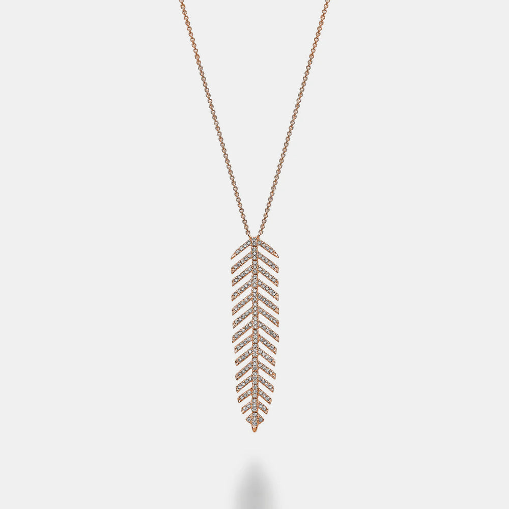 Dangling Leaf Statement Necklace - 14K Rose Gold