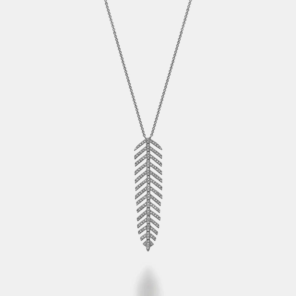 Dangling Leaf Statement Necklace - 14K White Gold