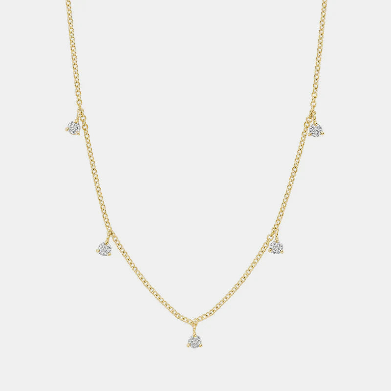 Diamond Station Necklace - 14K Yellow Gold