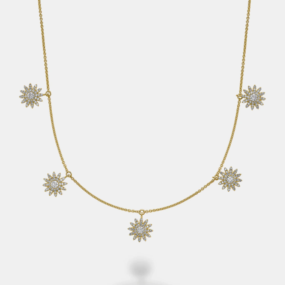 Diamond Starburst Necklace - 14K Yellow Gold
