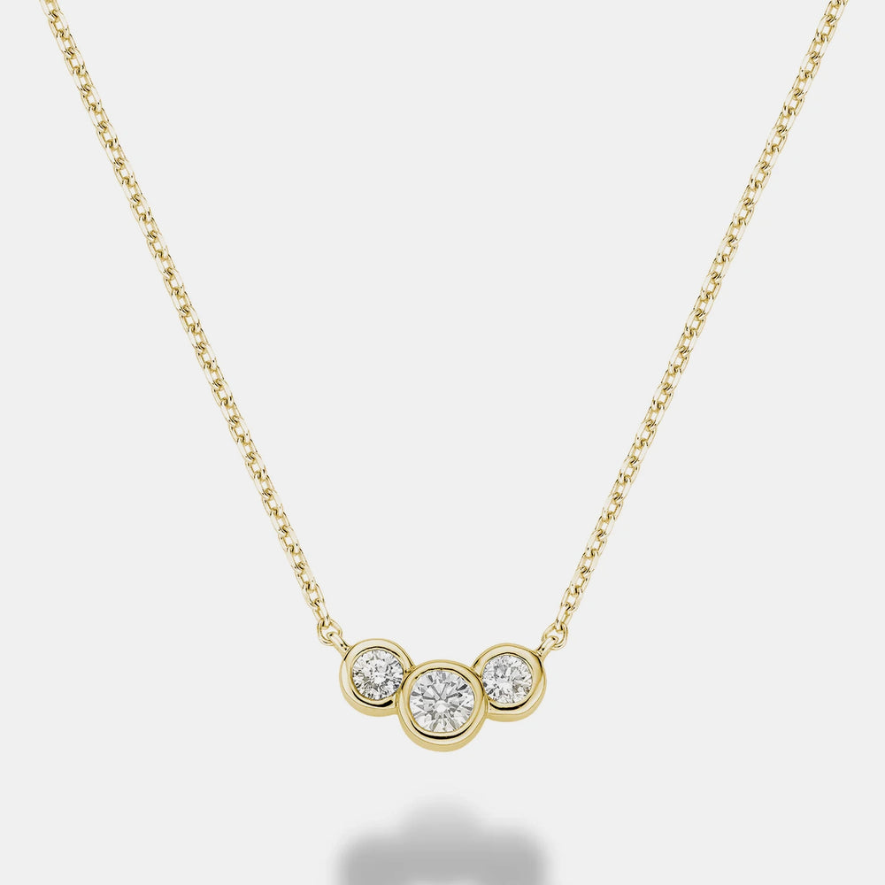 Mini Graduated Bezel Set Diamond Necklace - 14K Yellow Gold