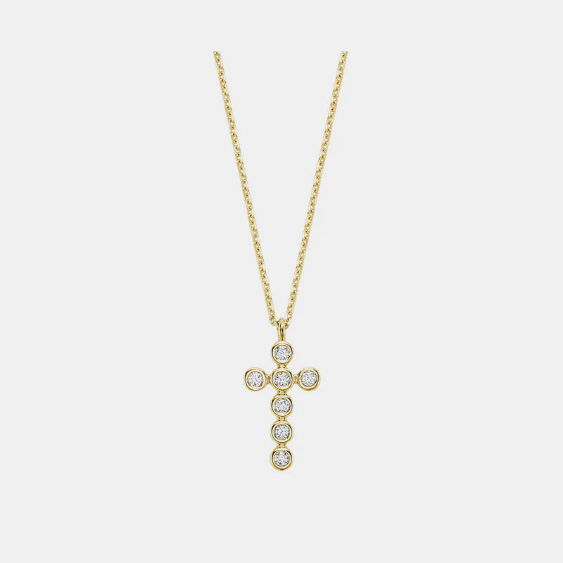 Mini Bezel Cross Necklace