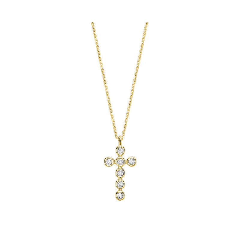 Mini Bezel Cross Necklace