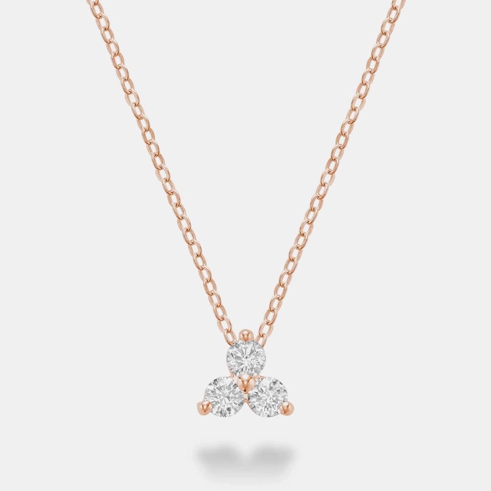 Diamond Trio Necklace - 14K Rose Gold
