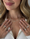 Diamond Station Baguette Tennis Necklace
