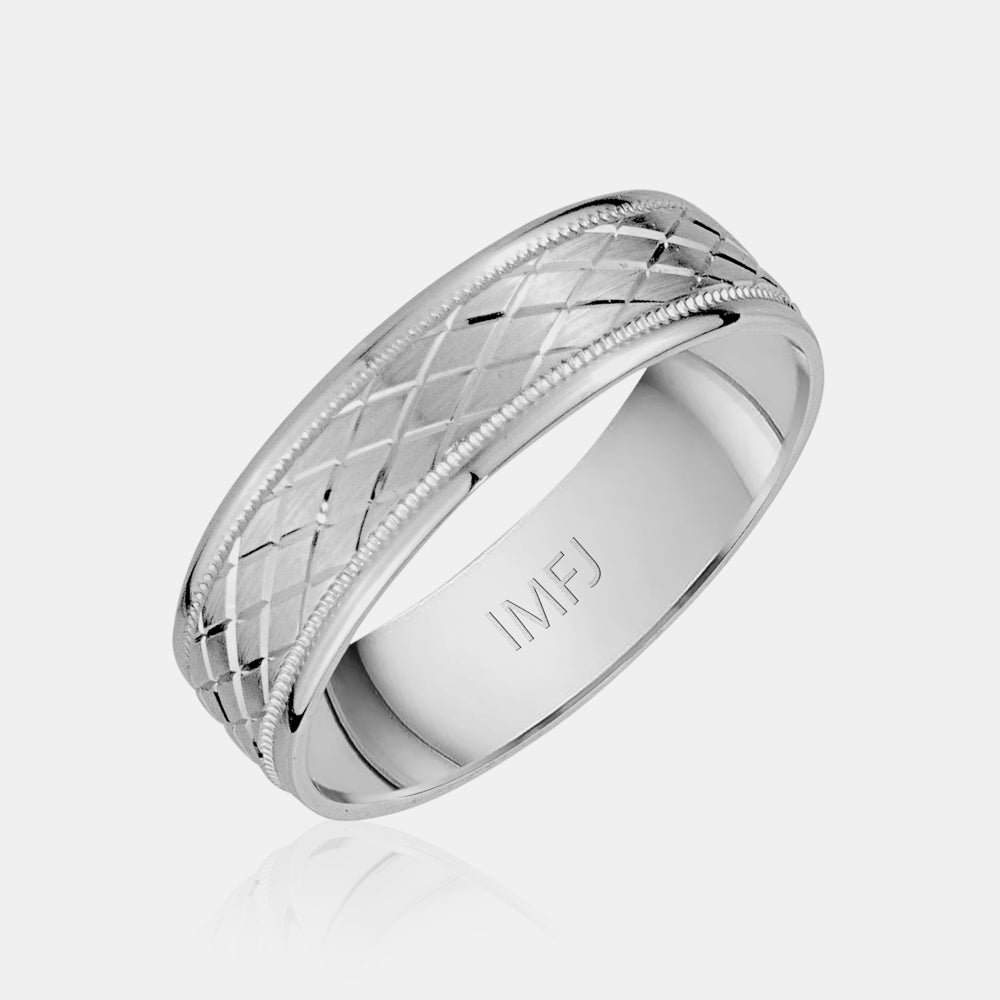 10K Diamond Shape Milgrain Edge Wedding Band