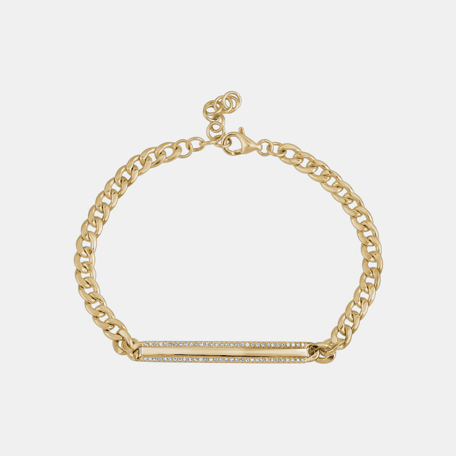 Bracelet à barrettes de diamants avec chaîne à maillons cubains