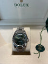 Rolex Day Date 40mm in 18K White gold and Olive Green Roman Dial, Fluted Bezel and a President Bracelet 2023/228239