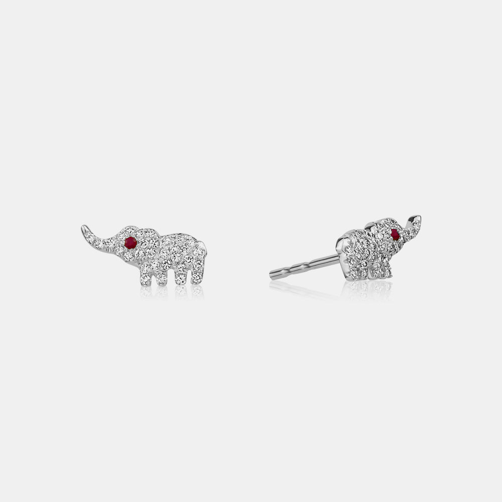 Diamond Elephant Studs