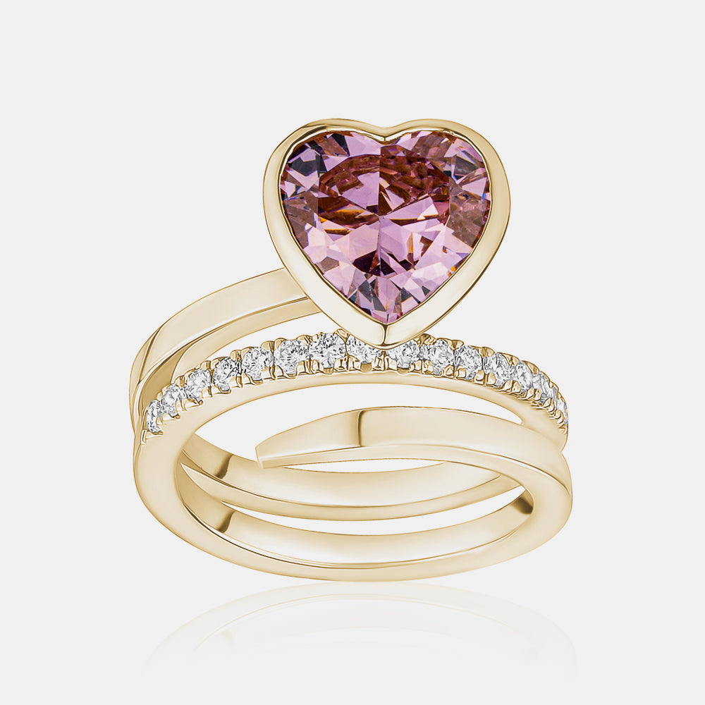 Coloured Heart Stone Wavy Ring